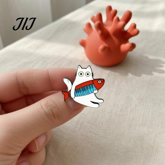 Значок-булавка котенок Музыкальный инструмент Брошь-булавка кошка, Гитара Скрипка Пианино DJ Животное Аксессуар Металл для Рюкзаков Шляп Шарфов Курток Одежды