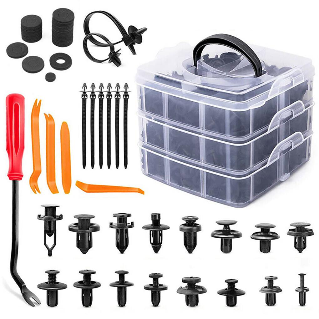 Смешанный комплект автомобильных крепежных зажимов, фиксаторов для кузова автомобиля, заклепок, бампера, дверной обшивки, панели, крепежных элементов с коробкой, автомобильные аксессуары