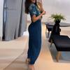 2Pcs/Set Chic Short Sleeve Shrinkable Cuffs Loose Outfit Lady Short Top Long Wide Leg Sweatpants Set Streetwear