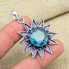 Blue Topaz Gemstone Handmade 925 Solid Sterling Silver Jewelry Pendant For Engagement Gift
