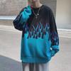 Men's Trendy Hong Kong Style Hip-Hop Flame Jacquard Knit Sweater - Autumn/Winter Pullover, Relaxed Fit