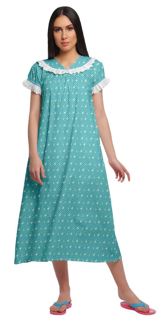 Moomaya Женская ночная рубашка с V-образным вырезом для кормления, хлопковая ночная рубашка А-силуэта с принтом