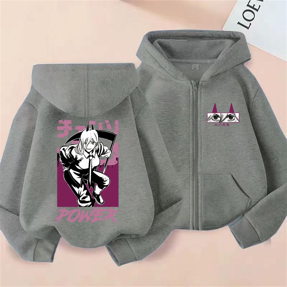 Горячее Аниме Человек-бензопила Пауэр Толстовка на молнии Мужская Женская Повседневная Свободная Толстовка на молнии Мужская Манга Флисовая Хлопковая Толстовка Пальто