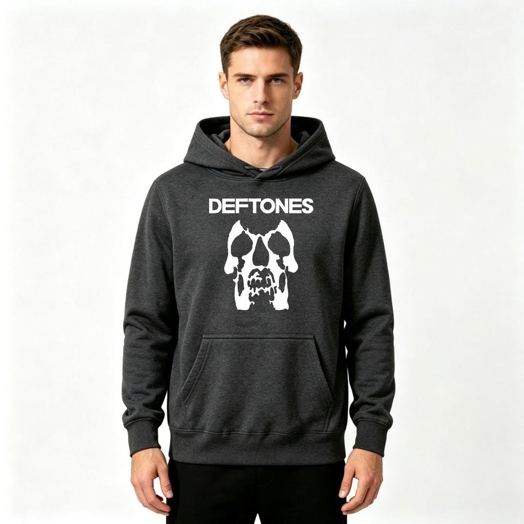 Men's Long Sleeve Casual Pullover Hoodie, Abstract Skull Graphic Print Comfortable Hooded Sweatshirt for Daily Wear