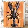 Whimsical Seafood Shower Curtaincrayfish Print Bath Mat Decoration For Bathroom Walls Waterproof Fabric, Orange Color Home Decor