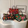 Chinese Ethnic High Capacity Travel Bag Versatile Contrasting Color Sports Fitness Handbag Personalized Northeast Big Flower Cotton Coat Crossbody Bag