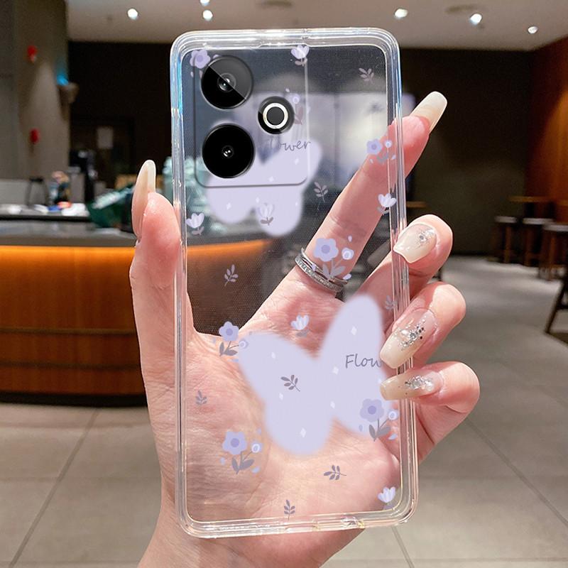 For Realme GT 7 Case For Realme GT 7 T GT7 Pro 7T Transparent Phone Cover Soft Bumper Shell Cases Luxury Butterfly Flower Casing