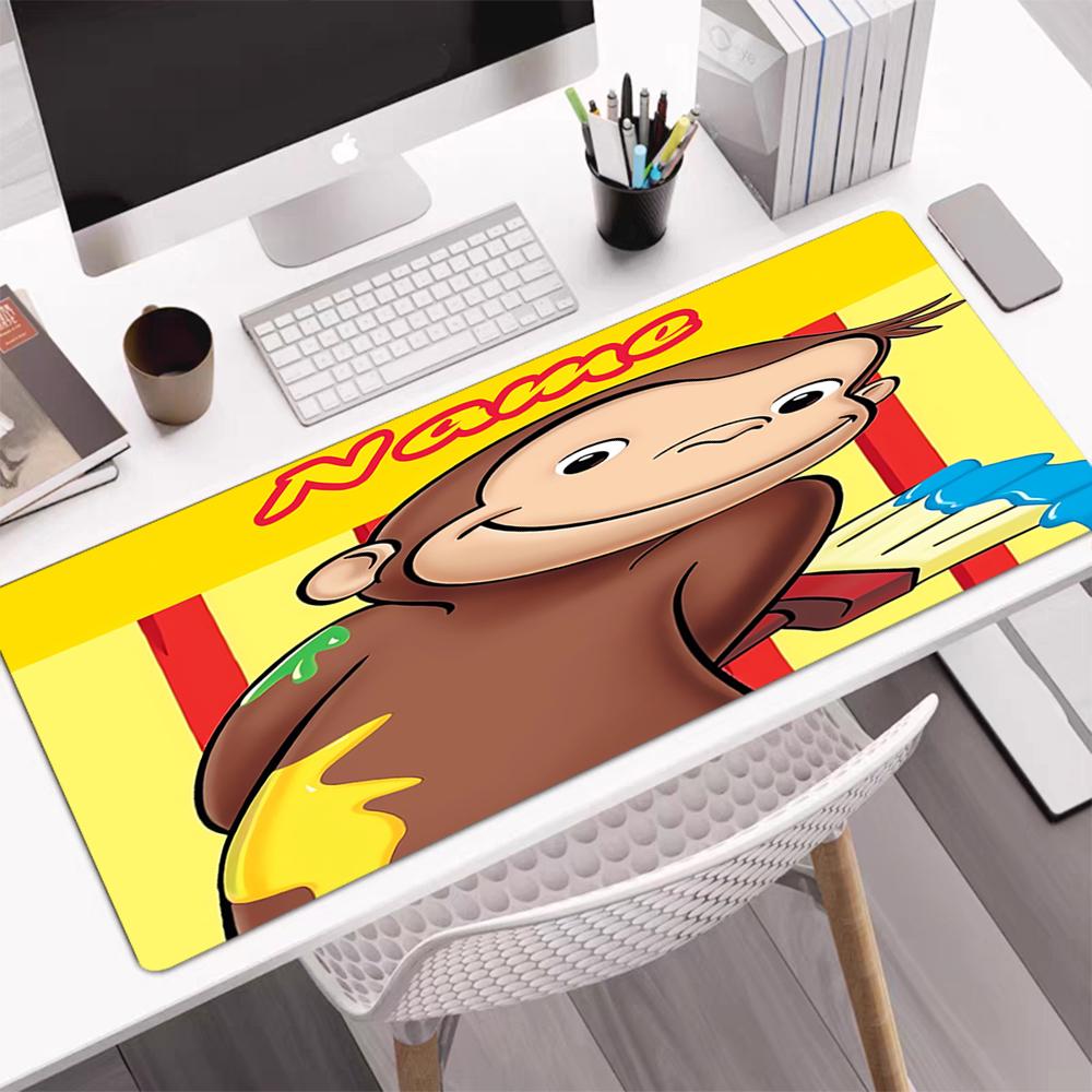 Custom Name Curious George Theme Mouse Pad, Non Slip Rubber Base, Multifunctional Office & Home Decor, Perfect for Workspace Personalization.