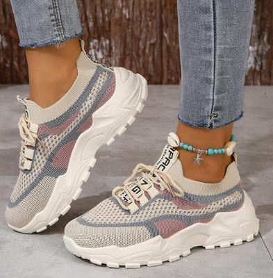 Мода 2024 года, новые повседневные дышащие кроссовки из тканой сетки в корейском стиле, толстая подошва, сетчатые красные туфли, легкие кроссовки для бега, Zapatilla