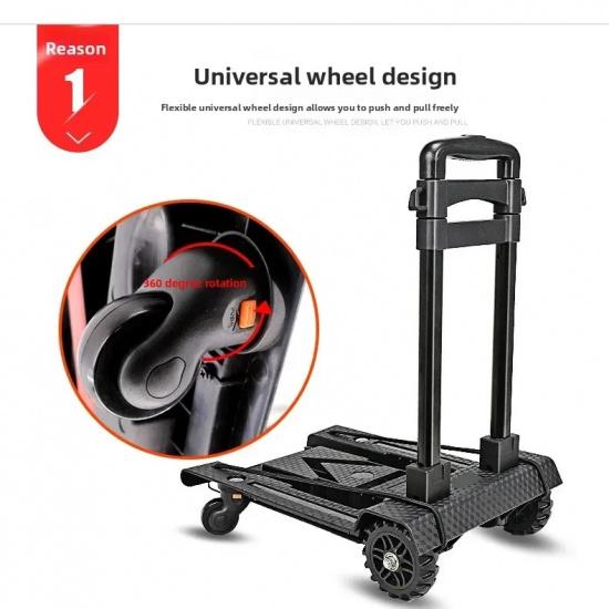 Folding luggage cart, trolley, trolley, flatbed truck, trailer, trolley goods shopping, truck four wheels Durable