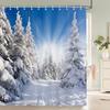 1 шт. Зимний пейзаж Занавеска для душа Снежная сцена Принт Занавеска для ванной Полиэстеровая ткань Водонепроницаемая Занавеска для украшения дома