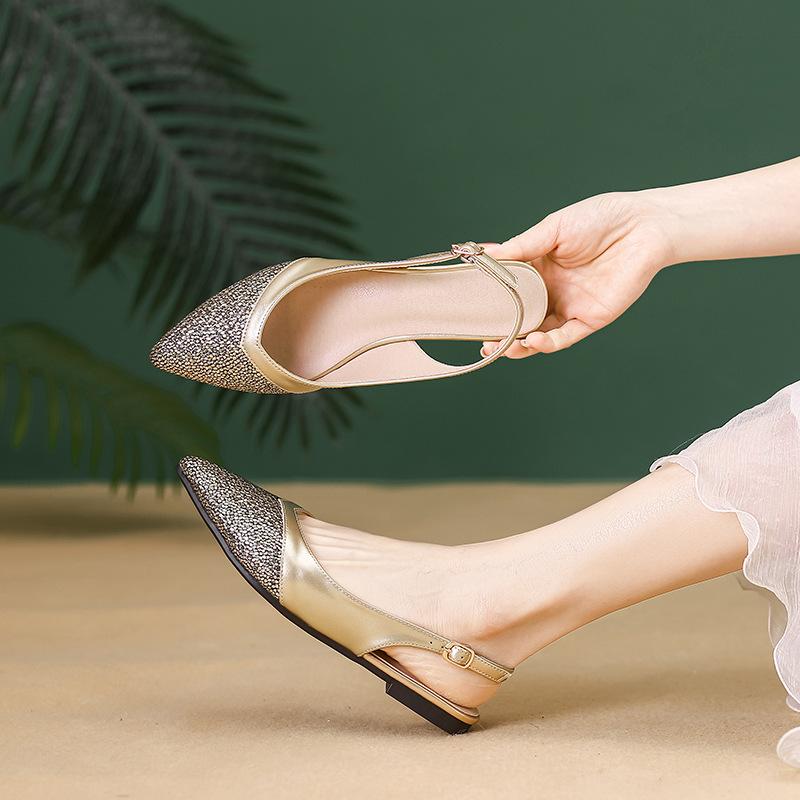 Женские туфли на плоской подошве с открытым носком, закрытым носком, сандалии на плоской подошве с пряжкой на ремешке, удобные сандалии без застежек, летняя офисная обувь для женщин