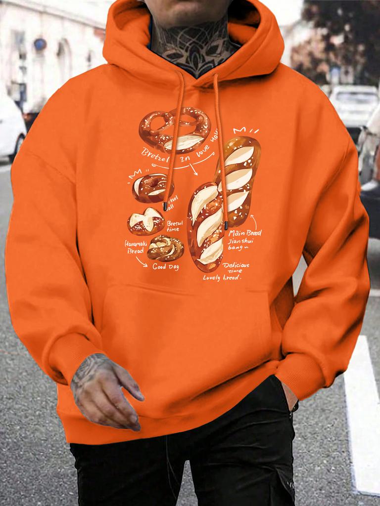Delicious And Rich Alkaline Bread Print Male Hoodie Casual Soft Streetwear Pocket Fleece Hoody Hip Hop Multicolor Mens Pullover