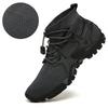 Men's Large Size Mesh Fly-Knit Sneakers for Hiking and Running, Solid Color