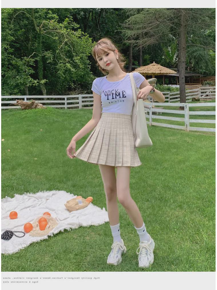 Korean Style High Waist Pleated A-Line Skirt for Female Students - Versatile for Autumn, Winter, Spring, and Summer