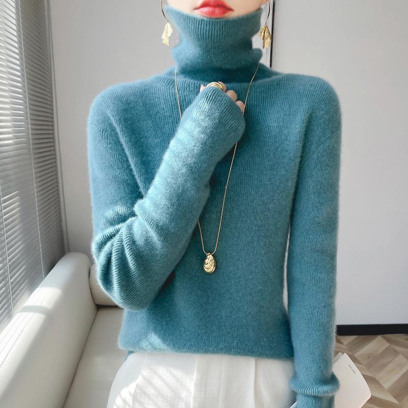 Женский свитер с высоким воротом: 2025 Новый стиль Мягкий облегающий крой с воротником-стойкой