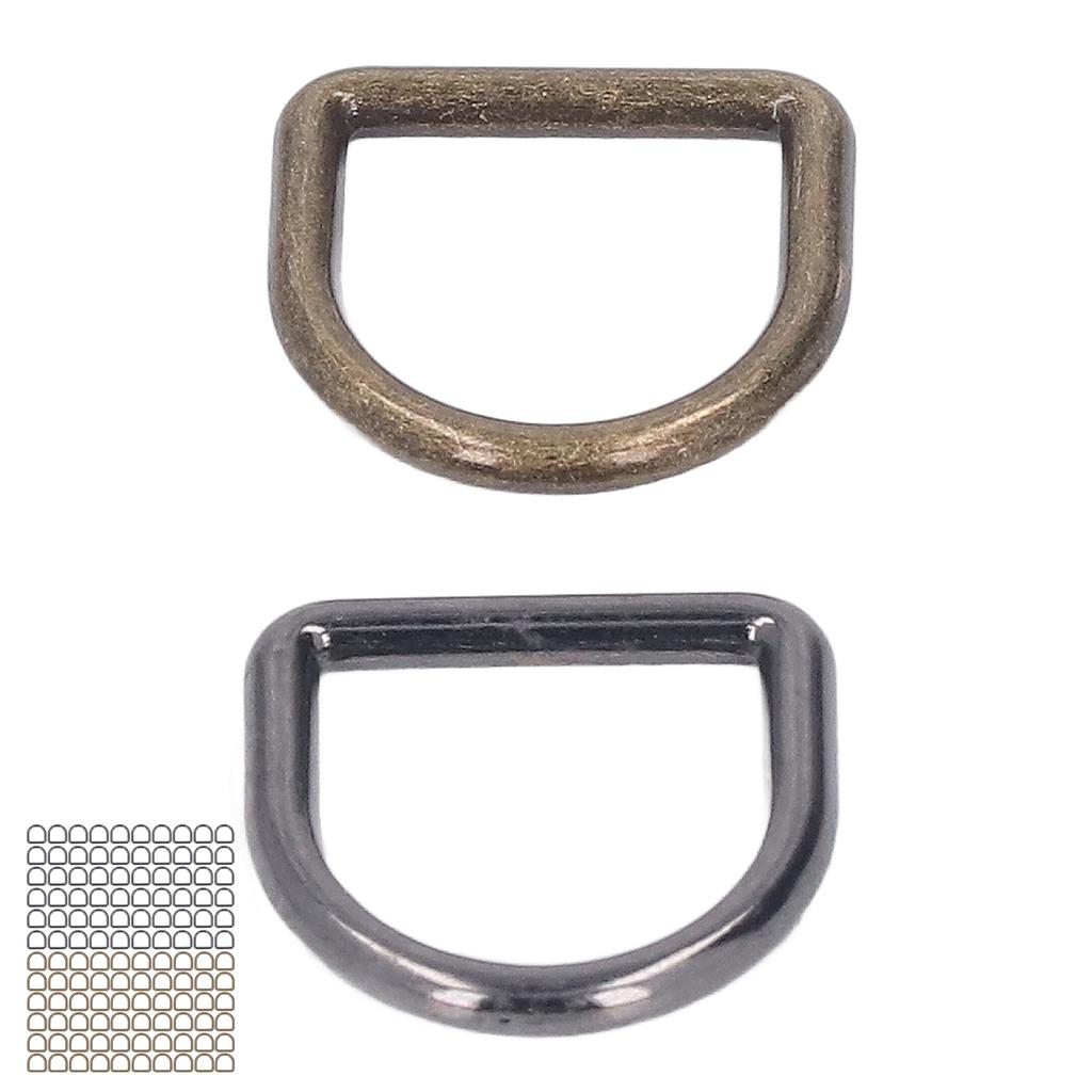 120 шт. Металлические D-образные кольца бронзового и серебристо-черного цвета, глянцевые, нержавеющие, металлические, маленькие D-образные кольца для одежды
