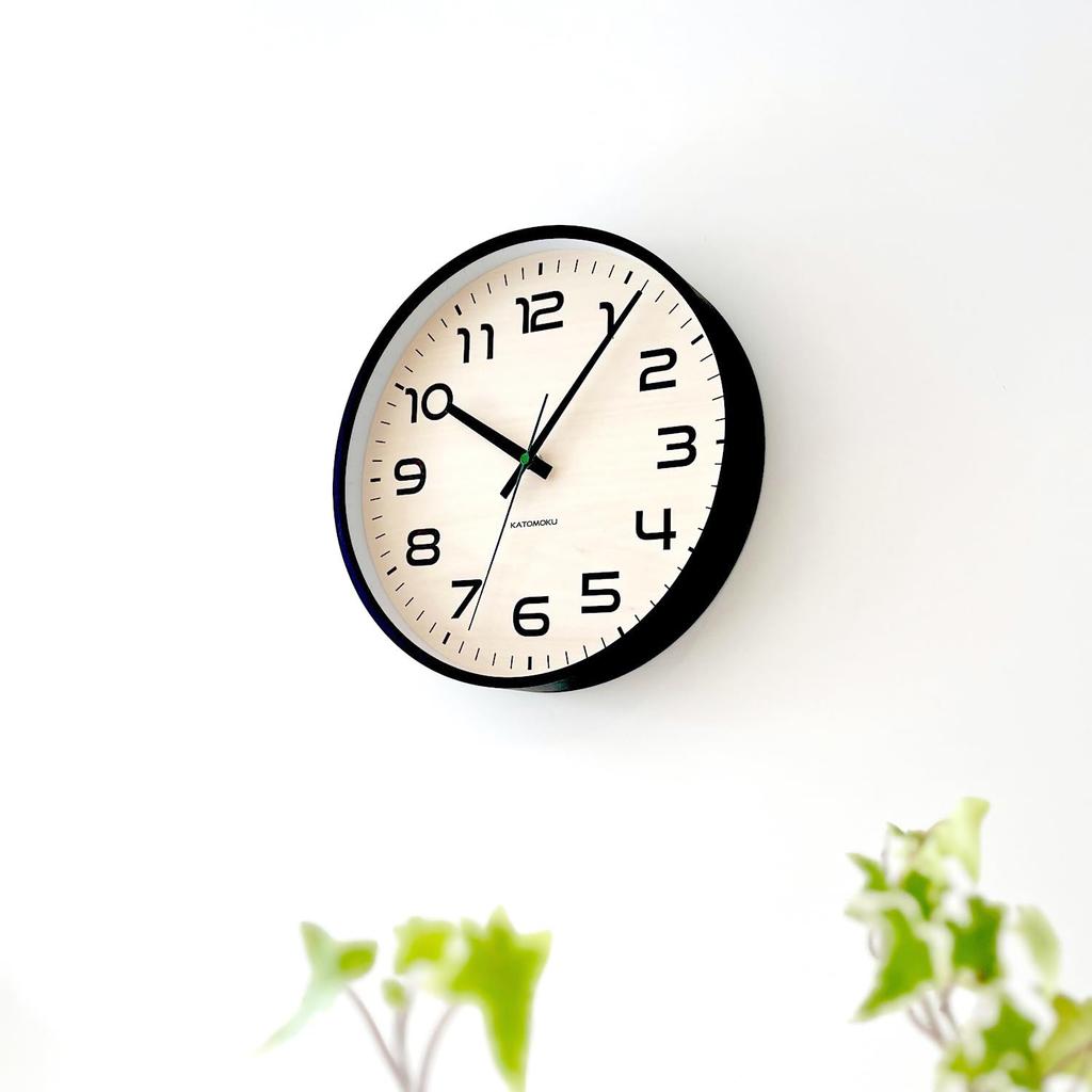 KATOMOKU plywood clock 23 Black wall clock with continuous second km-145BK hand, 304mm (quartz clock)