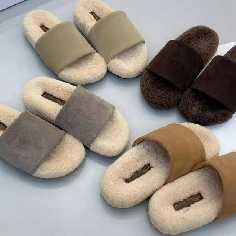 Fashion Flats Women Slippers Fur New Casual Shoes Suede 2025 Winter Open Toe Sandals Cozy Walking Slingback Woman Flip Flops Zapatos