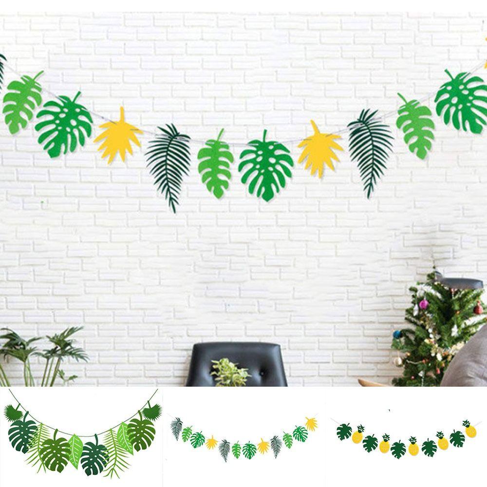 Cartoon Pineapple Turtle Leaves Banners Handmade Hawaii Party Banner Creative Leaf Flag  Birthday