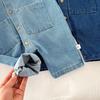 Baby Romper: Soft Denim, Turn-Down Collar, Snap Closure, Stylish Jumpsuit for 0-2 Years, Perfect for Spring & Autumn.