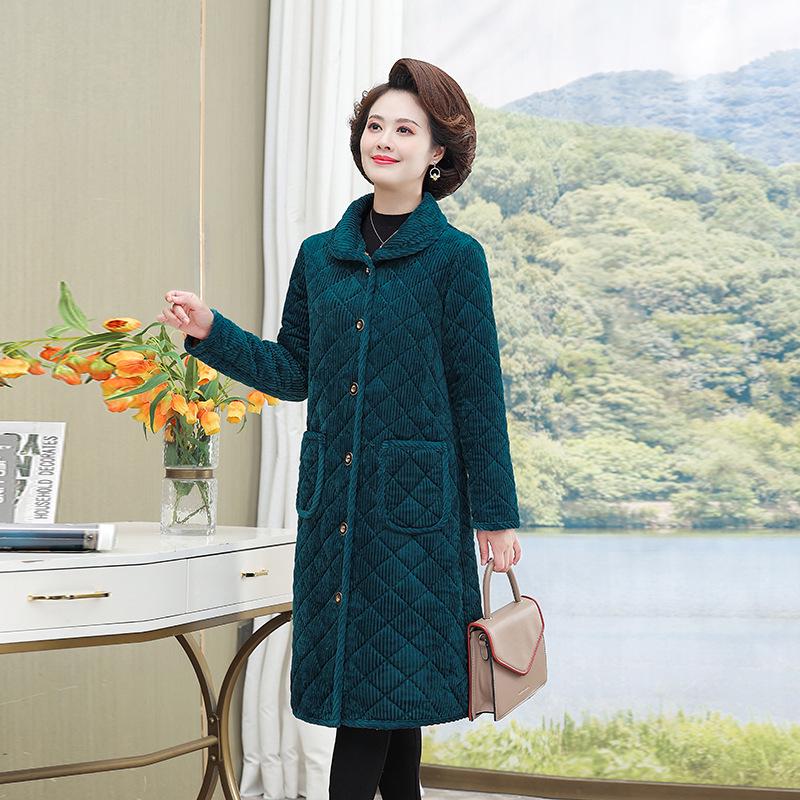 Женское легкое хлопковое пальто с бархатом, средней/длинной длины, модное теплое для осени/зимы, идеально подходит для мам среднего и пожилого возраста