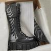 Мода Зима Новые Платформа Женские Длинные Сапоги Мода Шнуровка Женские Элегантные Сапоги до Колена Обувь Толстая Подошва Мотоциклетные Сапоги