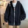 Unisex Oversized Hooded Sweater: Solid Color, Loose Fit, Trendy Autumn Cardigan for Men and Women