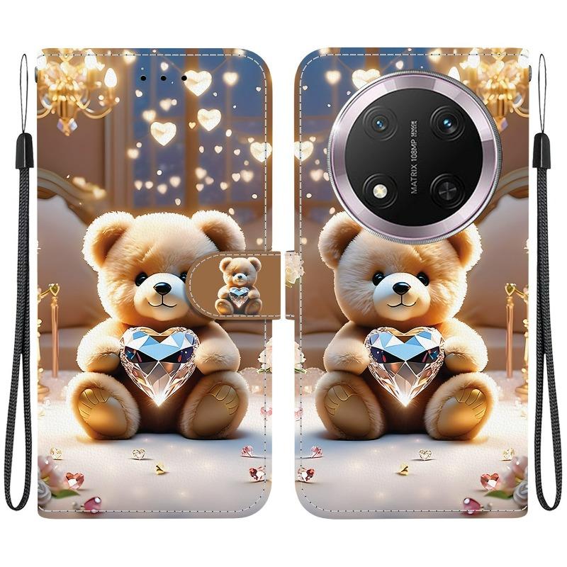 Animal Case Lion Panda Leather Phone Cover For Huawei Honor Magic 7 Lite Magic7 Pro Pro 5G Wallet Flip Coque Card Protect Cases