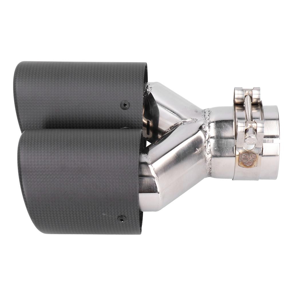 Matte Carbon Fiber Car Dual Exhaust Pipe Tail Throat Tip Stainless Steel Right Outlet