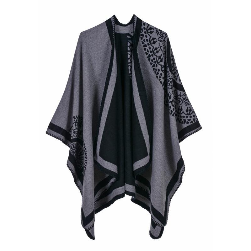 Ponchos Coat Cashmere Scarves Women Winter Warm Shawls And Wraps Pashmina Thick Capes Blanket Femme Scarf