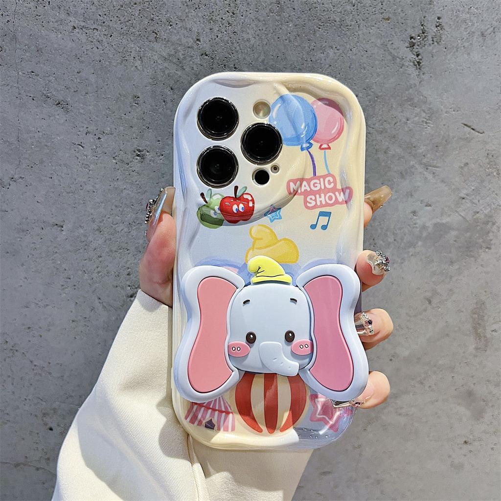For Samsung Galaxy A05 A15 A35 A55 A04S A14 A24 A34 A54 A13 A33 A53 A32 A52 Magic Show Elephant Ear Holder Cartoon Phone Case