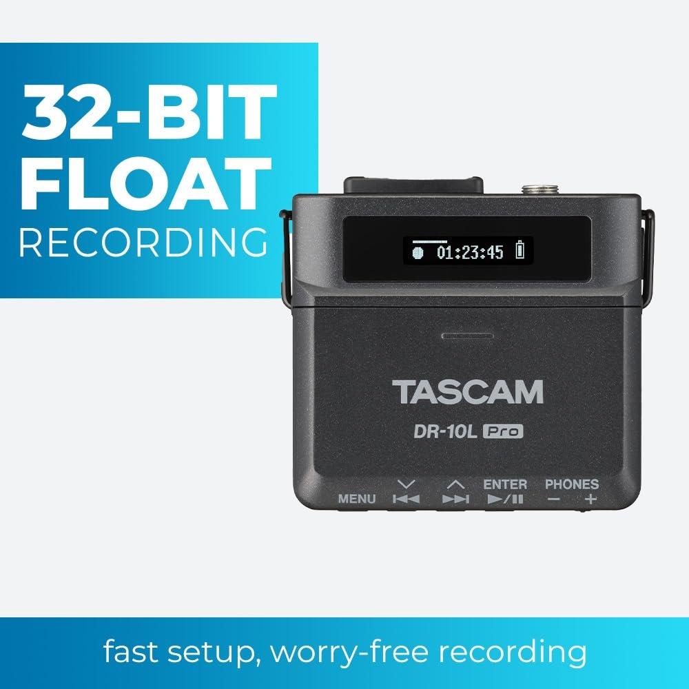 TASCAM DR-10L Pro 32bit Float Pin Microphone Recorder Black for Youtube Audio Recording Internet Distribution Podcast Video Shooting Vlog Recording