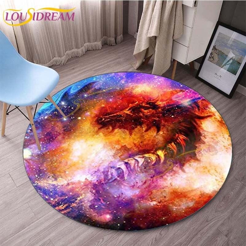 Earth Grey Moon Round Gaming Mat Bird Cartoon Printed Round Mat Milky Way Galaxy Chair Round Mats Round Carpets for Living Room