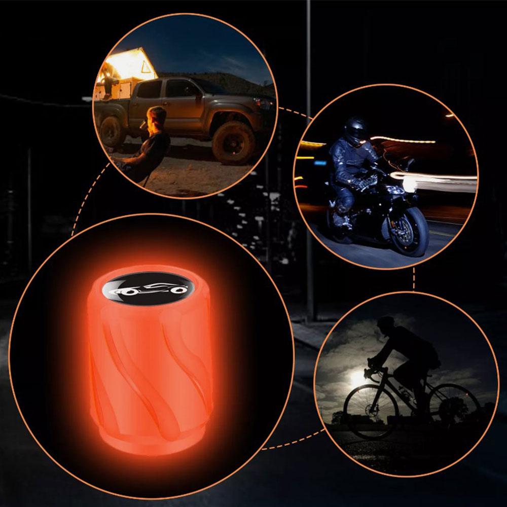 4X Универсальный светящийся колпачок вентиля автомобиля Автомобильная шина с логотипом Крышка вентиля Противопыльный чехол Подходит для автомобилей Мотоциклов Велосипедов