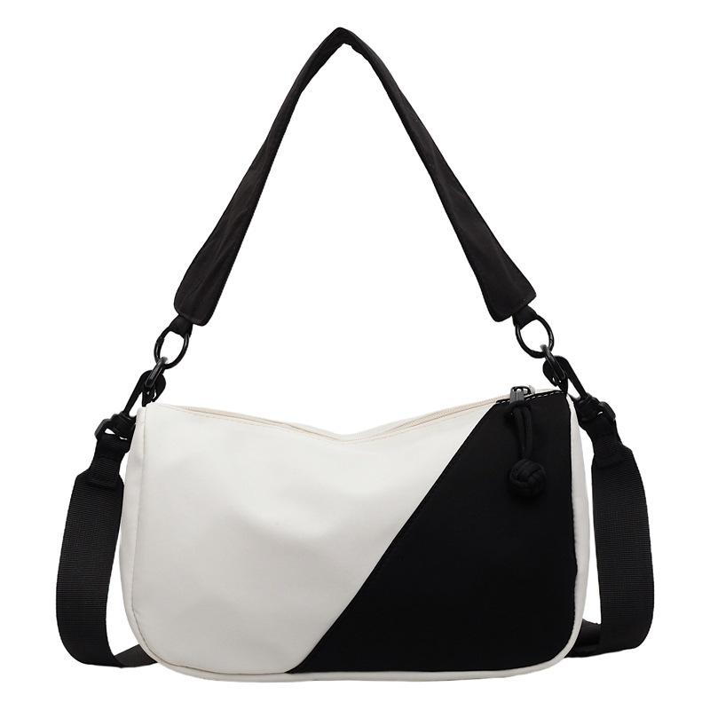 Contrasting color large-capacity fashion casual bag 2025 autumn new fashion Korean shoulder messenger bag pillow bag Korean version