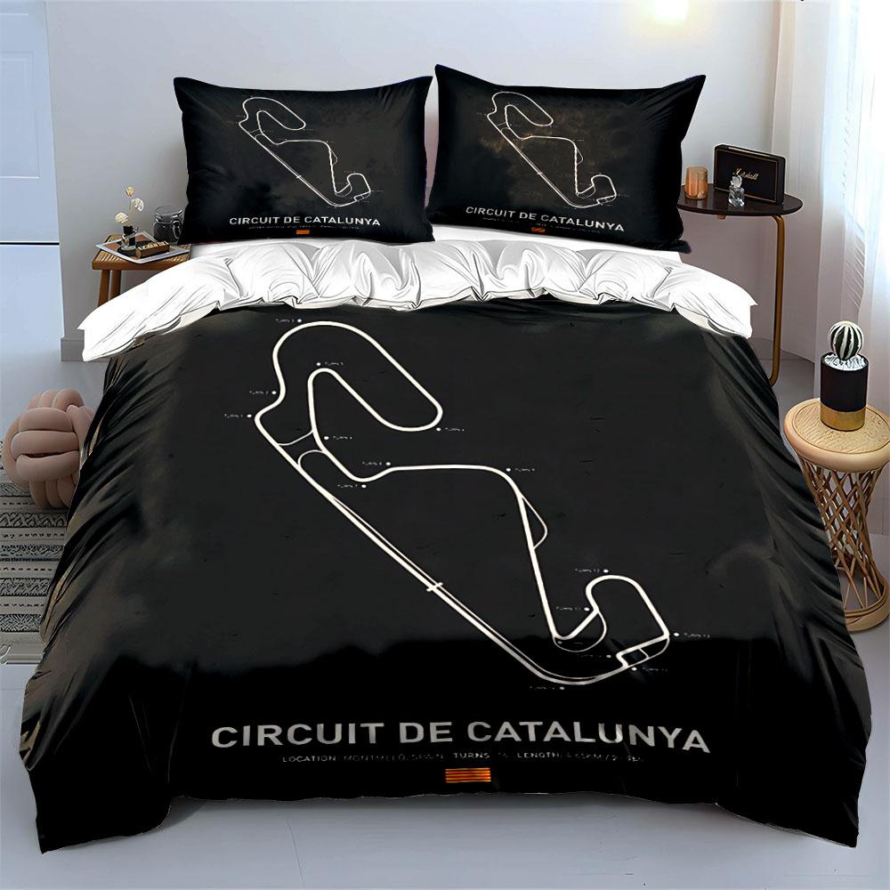 Circuit de Catalunya Map Bedding Duvet Cover Set Duvet Cover Pillowcases (1*Duvet Cover 2*Pillowcases, without duvet insert)
