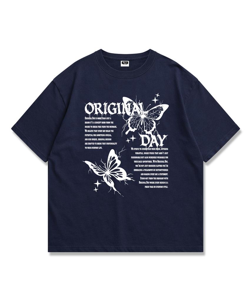 ORIGINALDAY Однотонная футболка оверсайз с графическим принтом-бабочкой, 4 цвета