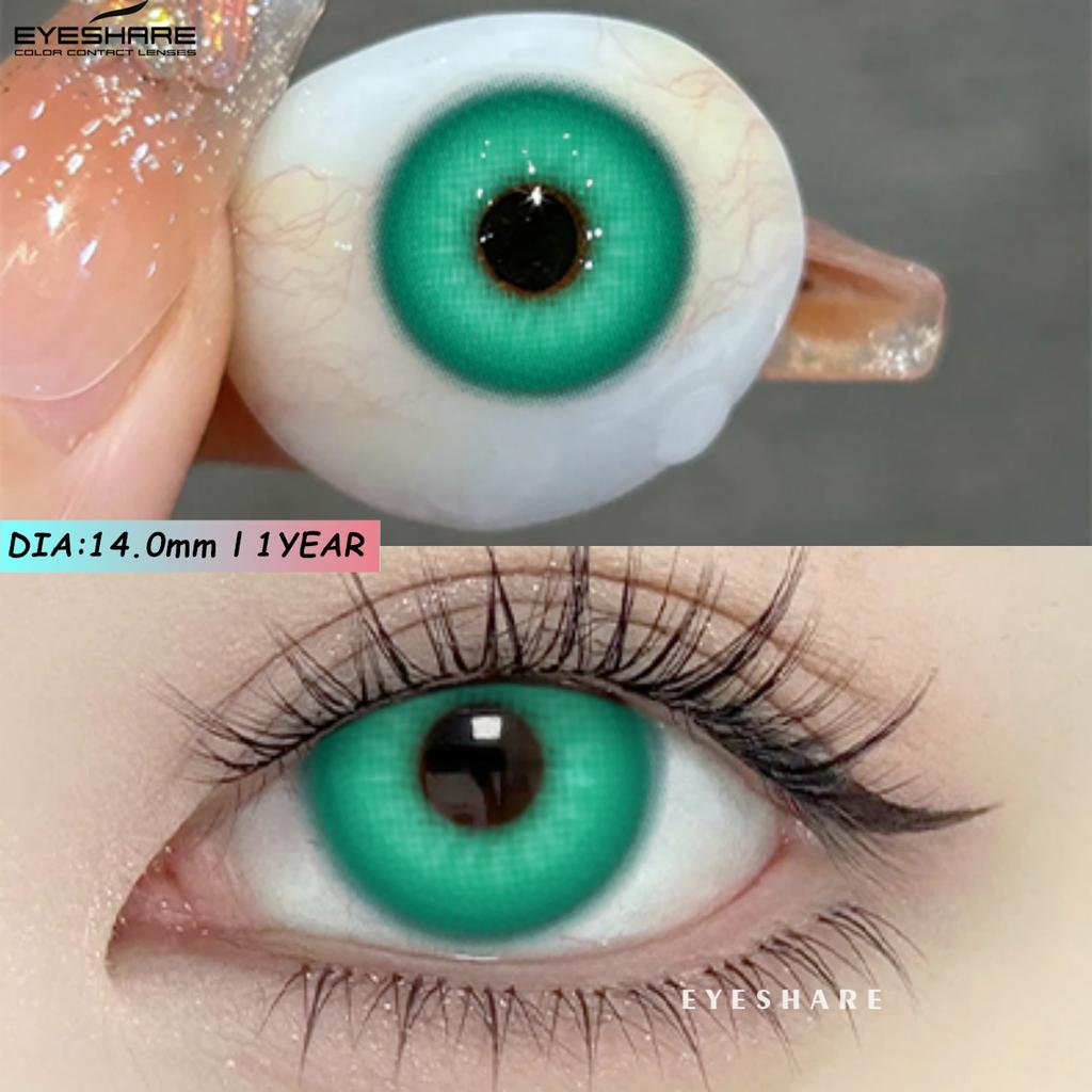 Eyeshare Абсолютно новые цветные контактные линзы для ролевых игр на Хэллоуин, синие очки с красным зрачком, розовые косметические линзы, цветные линзы для макияжа в стиле аниме, 1 пара