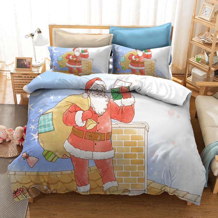 Новый Рождественский подарок 3D Рождественский Санта Постельное белье Queen Twin Single Size Пододеяльник Наволочка Домашний Текстиль Роскошь
