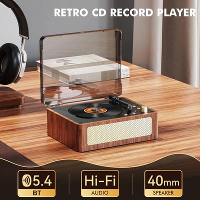 Портативный ретро CD-плеер Перезаряжаемый Беспроводной Совместимый с Bluetooth 3,5 мм AUX Беспроводной CD-плеер для Любителя Музыки Подарки на День Рождения