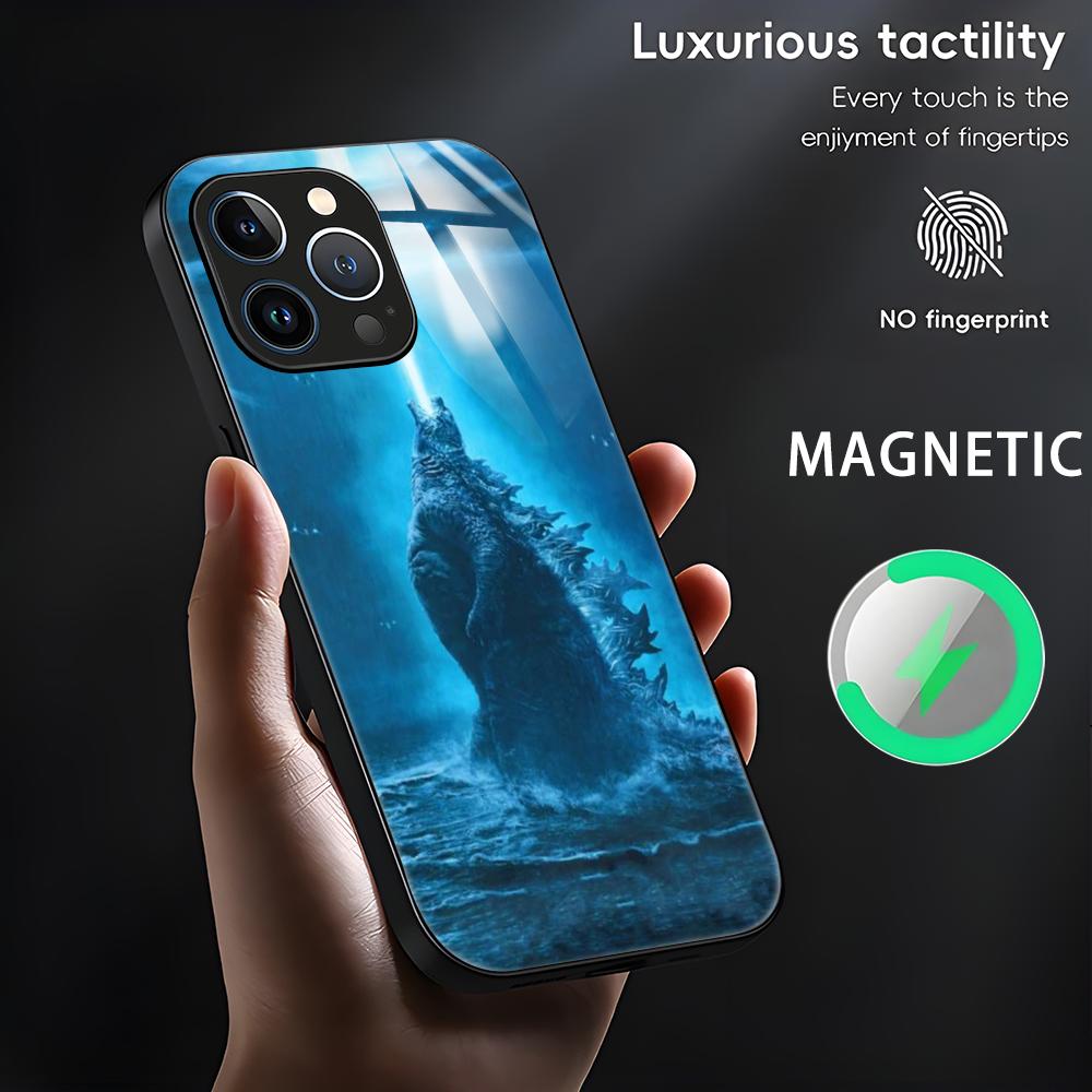 Чехол для телефона с изображением монстров из аниме G-GodzillaS для iPhone 16 15 14 13 12 11 X XR XS 8 Plus Mini Pro Max, стеклянный магнитный чехол для телефона