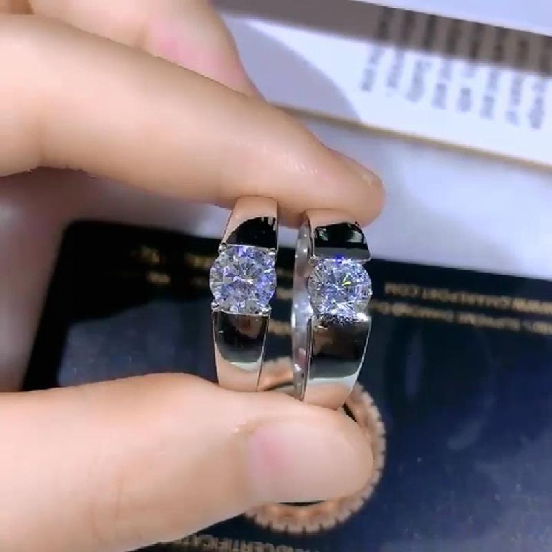 100 %Fine Tibetan Silver Rings Round Solitaire Cz Zircon Wedding Band Fashion Jewelry For Women And Men