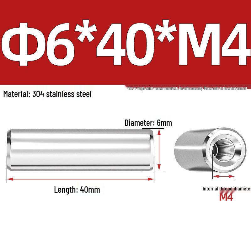 Цилиндрический штифт из нержавеющей стали 304 с внутренней резьбой M4/M6/M8 и отверстием - Опорная и направляющая колонна