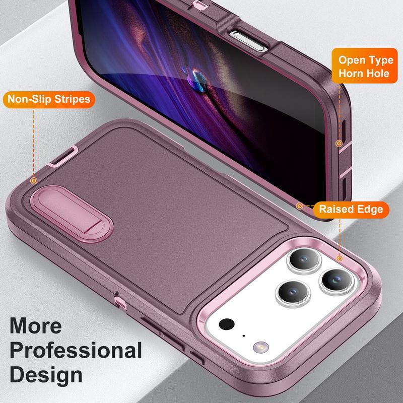 Для iPhone 17 Pro Max Чехол Прочный Бампер Гибридный 3-в-1 Конфетный Цвет Ударопрочный Подставка для Телефона Чехол Для iPhone 16 15 14 13 Pro Max 17e 16e