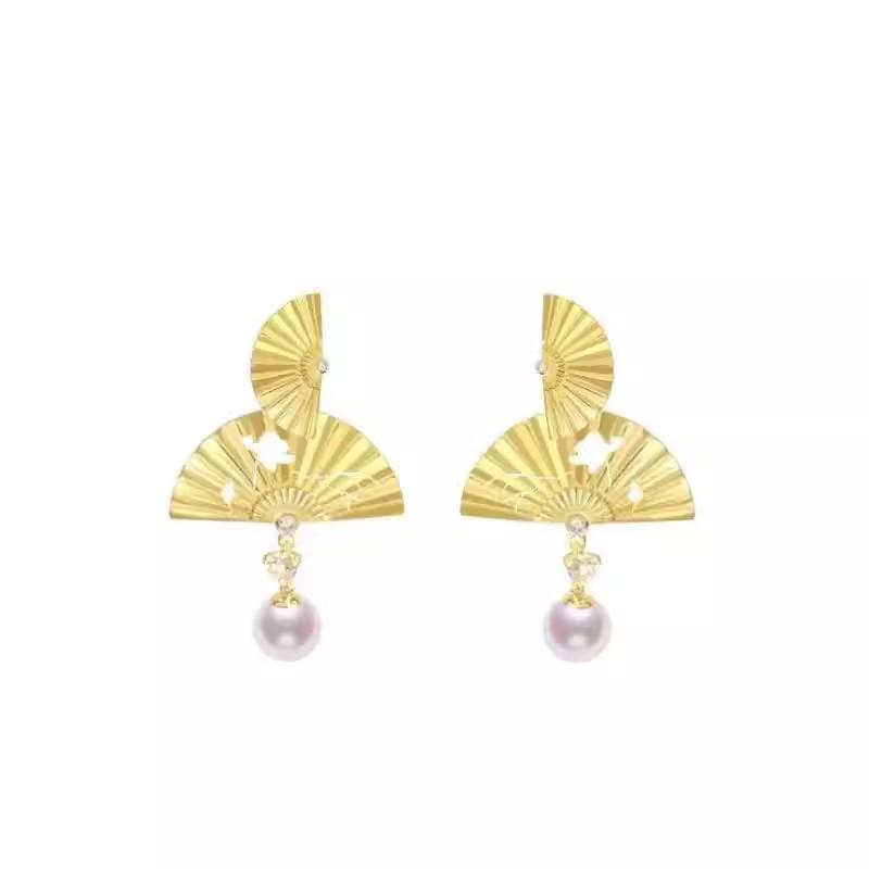 Серьги в форме веера в средневековом стиле: Серебро S925, легкая роскошь, нишевый дизайн