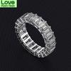 Luxury 925 Sterling Silver Created Moissanite Gemstone Wedding Band Engagement White Gold Ring Fine Jewelry