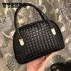 Black Woven Women's Bag Mother's Casual Handbag Portable Small Handbag Vintage Wallet Bag Female Street Shopping Bag