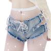Женские винтажные джинсовые шорты с низкой талией, узкие полые шорты, модная уличная одежда