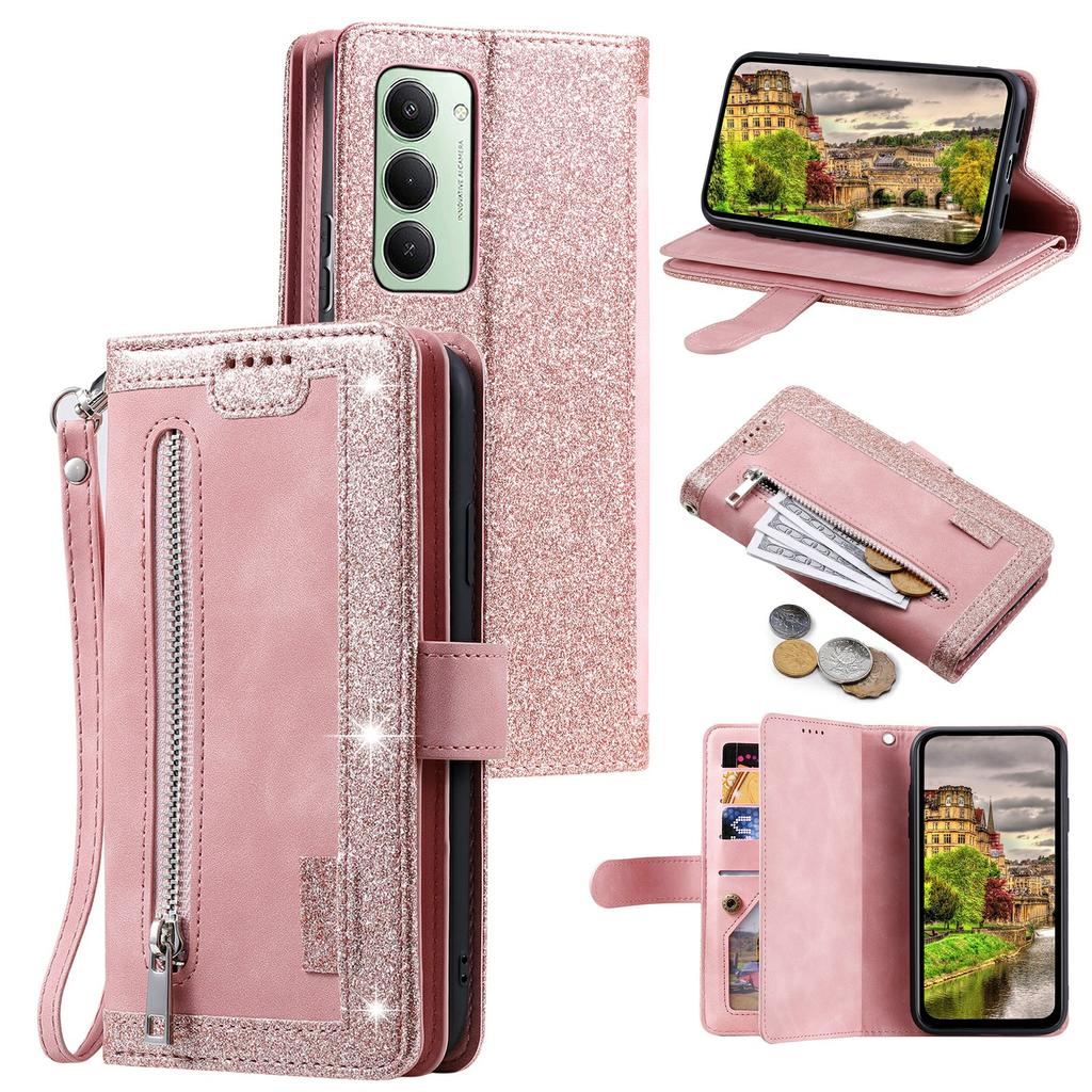 For Xiaomi Redmi 15 5G (EU) (171mm)/4G (EU) (171mm) Case 9 Card Slots Zipper Wallet PU Leather Phone Cover with Wrist Strap